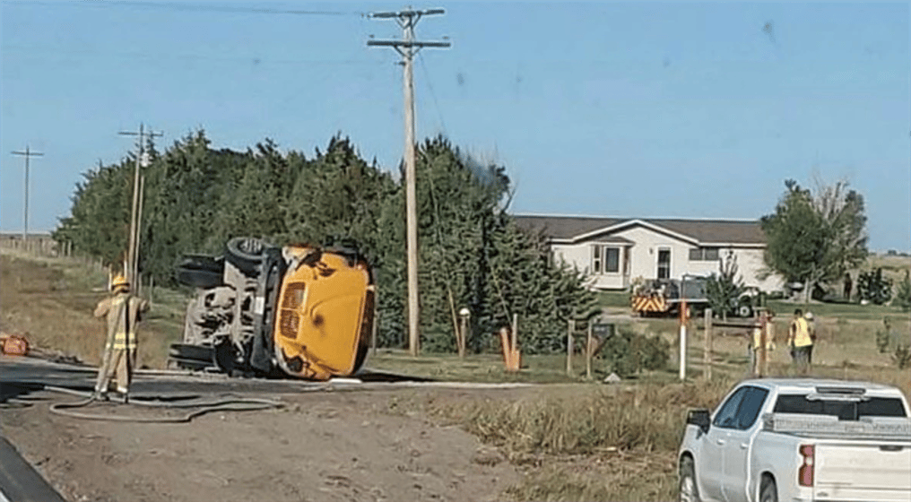 A semi-tractor-trailer and Chase County school bus crashed Tuesday afternoon.