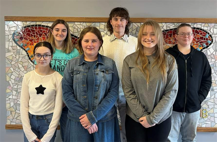 Back row: Kailey Nicklas, Brayden Kasten and Hatcher Baxendale; front row: Daniela Sharples, Giorgetta Varra, and Amanda Waggoner.