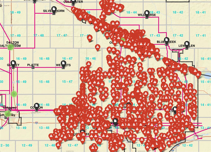 Wheat Belt Public Power District is reporting widespread outages.