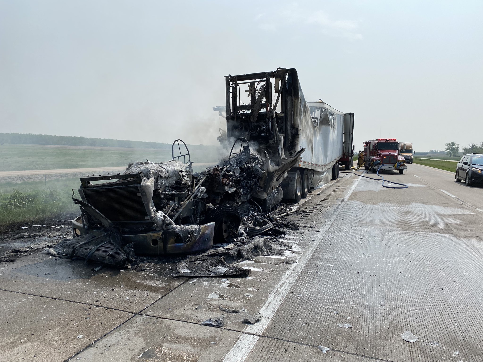 Authorities respond to Sunday morning semi fire on I80 near Paxton