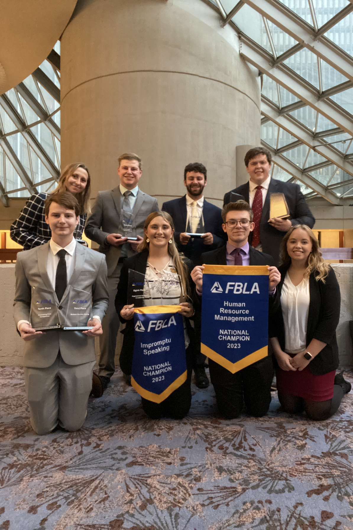 Front row, from left, Logan Parde, Mekenna Fisher, Markus Ramsey, and Lillina Foose. Back row, from left, Makenna Cormack, Andrew Avila, Phillip Soto, and Eben Rosentrater.