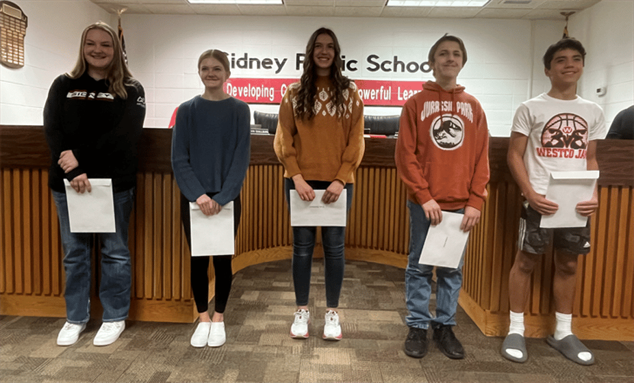 Pictured from left: Dkota Hawkins, Olivia Ford, Emily Bashtovoi, Connor Nebarez and Zach Roberts.