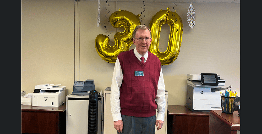 Edward Jones Financial Advisor Bill Benson is celebrating 30 years with the company today.