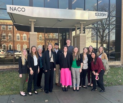 Chadron State College students, faculty, and staff with the Rural Law Opportunities Program pose in Lincoln Feb. 1, 2024.