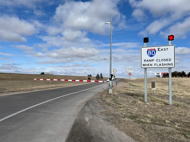 Interstate 80 gates were closed at Sidney due to blizzard conditions closing roads in central Nebraska on Monday afternoon. Rolling closures reached the Nebraska-Wyoming state line.