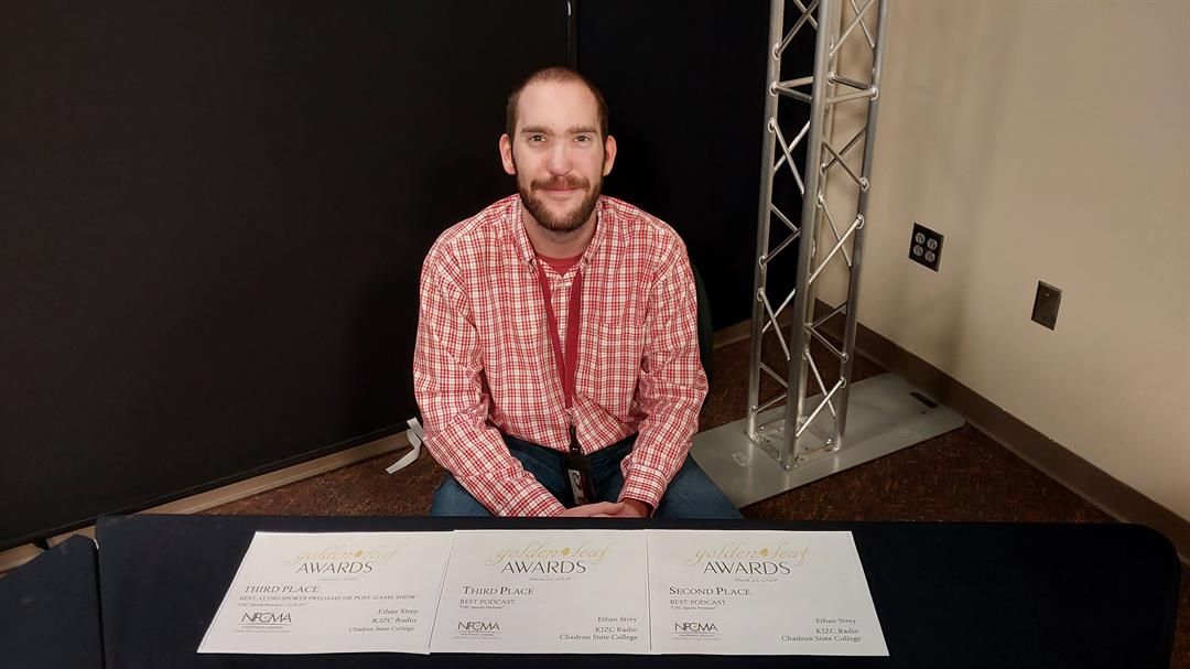 Chadron State College student Ethan Strey of Scottsbluff, Neb., won three awards at the Northern Plains Collegiate Media Association's (NPCMA) conference at Wayne State College March 23, 2024.