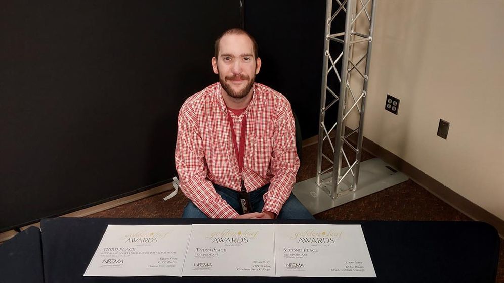 Chadron State College student Ethan Strey of Scottsbluff, Neb., won three awards at the Northern Plains Collegiate Media Association's (NPCMA) conference at Wayne State College March 23, 2024.