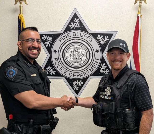 Kimball Chief of Police Jose Ruiz and Pine Bluffs Chief of Police Austin Smith worked together to form a Mutual Aid Agreement between their departments. Photo Courtesy.