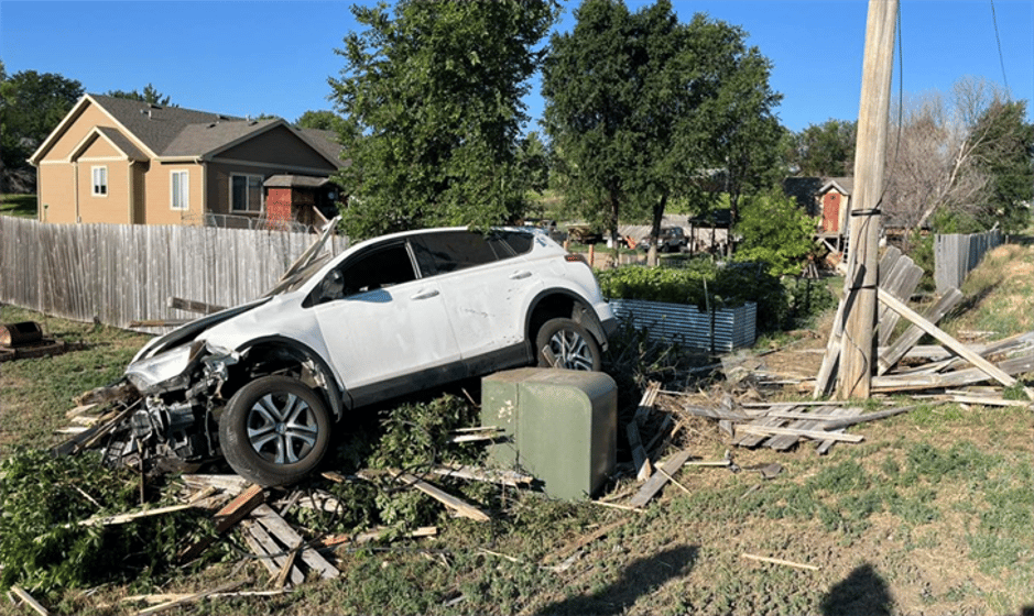 The driver was transported with minor injuries after the vehicle went off the road this morning.