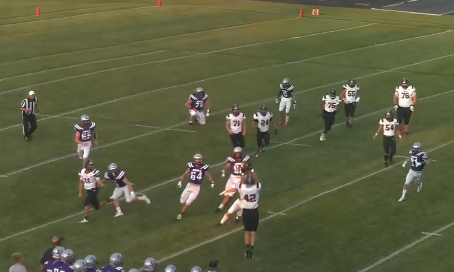 Patrick McCartney catches a pass in the first quarter from Alek Doty