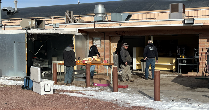 Workers are busy today assessing and clearing the damage at Sonnys Super Foods in Sidney after a van collided with the building early this morning.