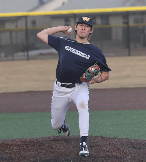 Freshman Marshall Forsyth delivers a pitch during a practice session on Friday.