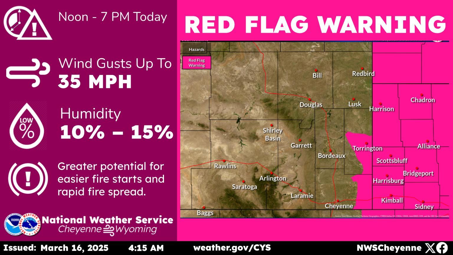 Red Flag Warning issued for Nebraska Panhandle, northeast Colorado and ...