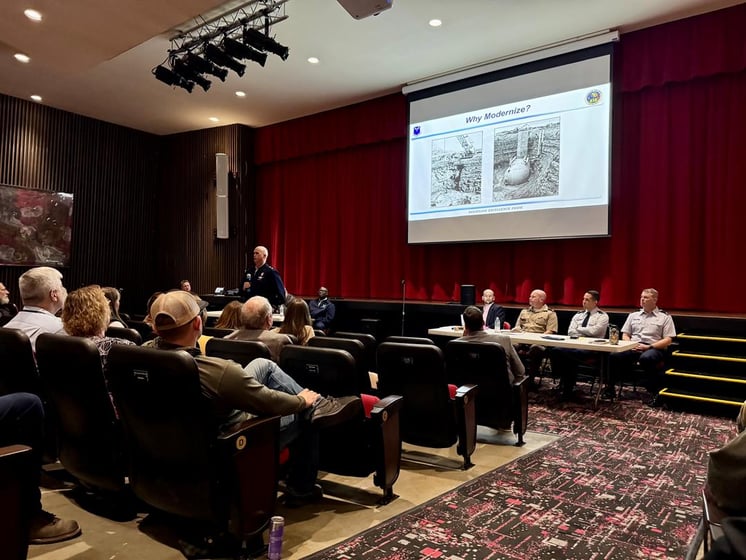 Gen. Colin Conner speaks to the Kimball community at a Town Hall meeting Tuesday night.