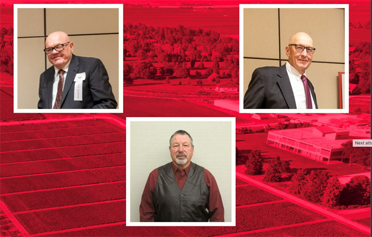 The Nebraska Hall of Agricultural Achievement inducted from left, Dr. Robert Stout, Jerry Underwood, and Vern Terrell as new members at the annual banquet.