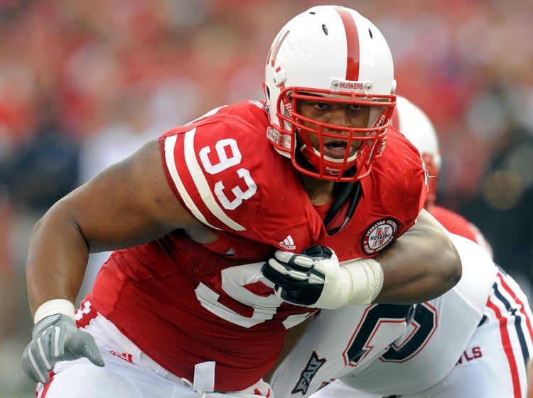 In this Sept. 5, 2009, file photo, Nebraska's Ndamukong Suh (93) rushes against a Florida Atlantic player during an NCAA football game in Lincoln, Neb.