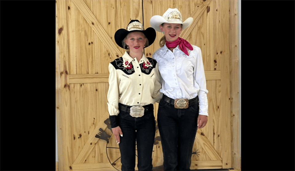 From left: Lady in Waiting Aspyn King and Cheyenne County Fair Queen Austin Hurt.