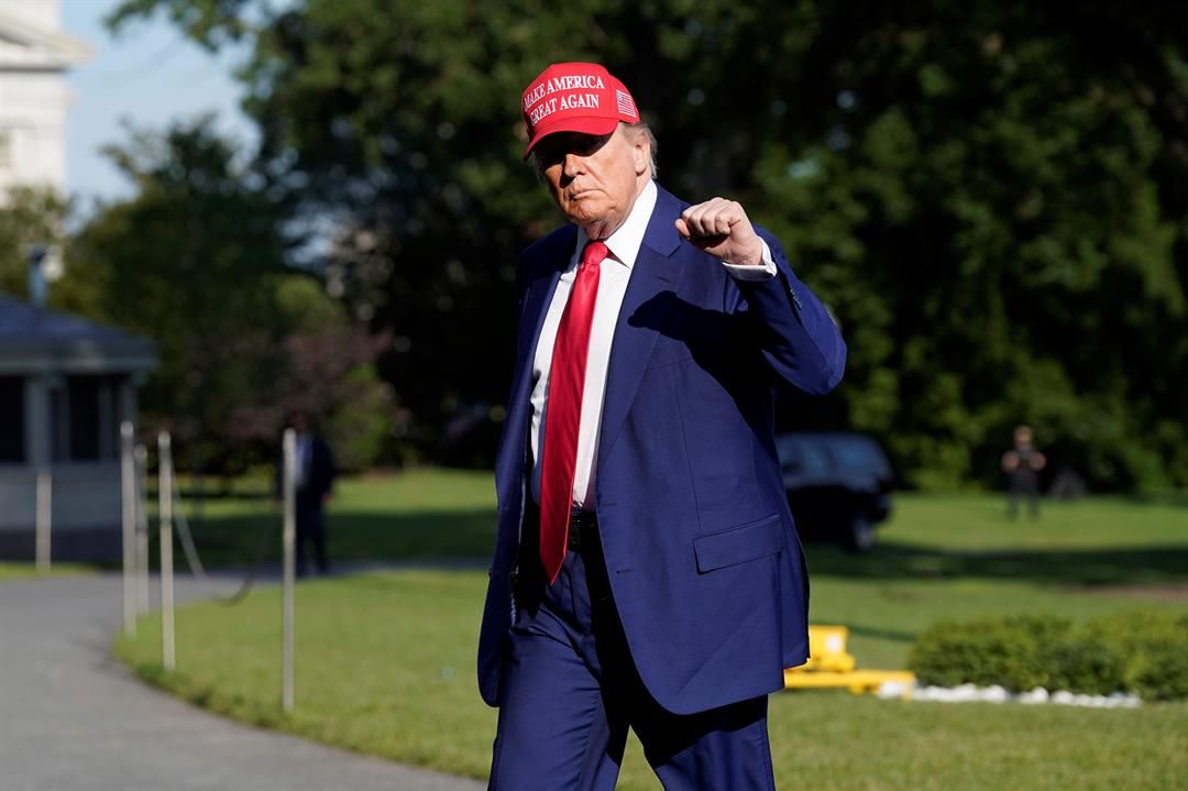 President Donald Trump walks on the South Lawn upon arriving at the White House, Saturday, June 21, 2025, in Washington.