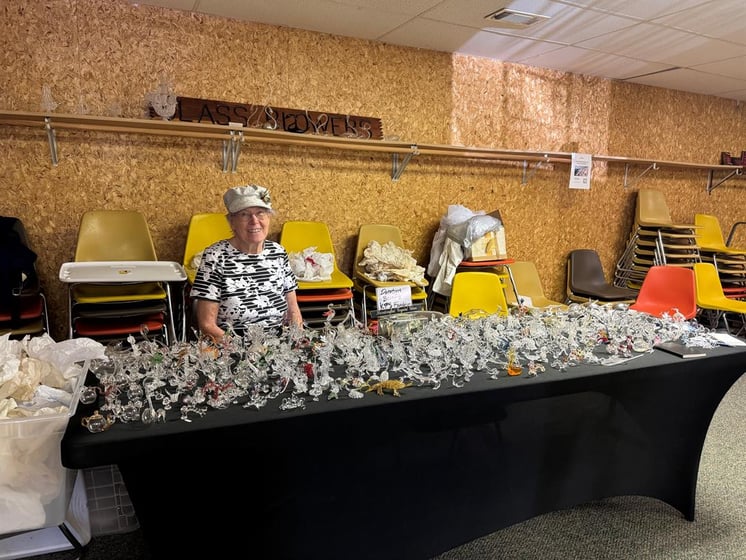 Carol Meyer is giving away her late husband Don Meyer’s handcrafted crystal glass figurines.