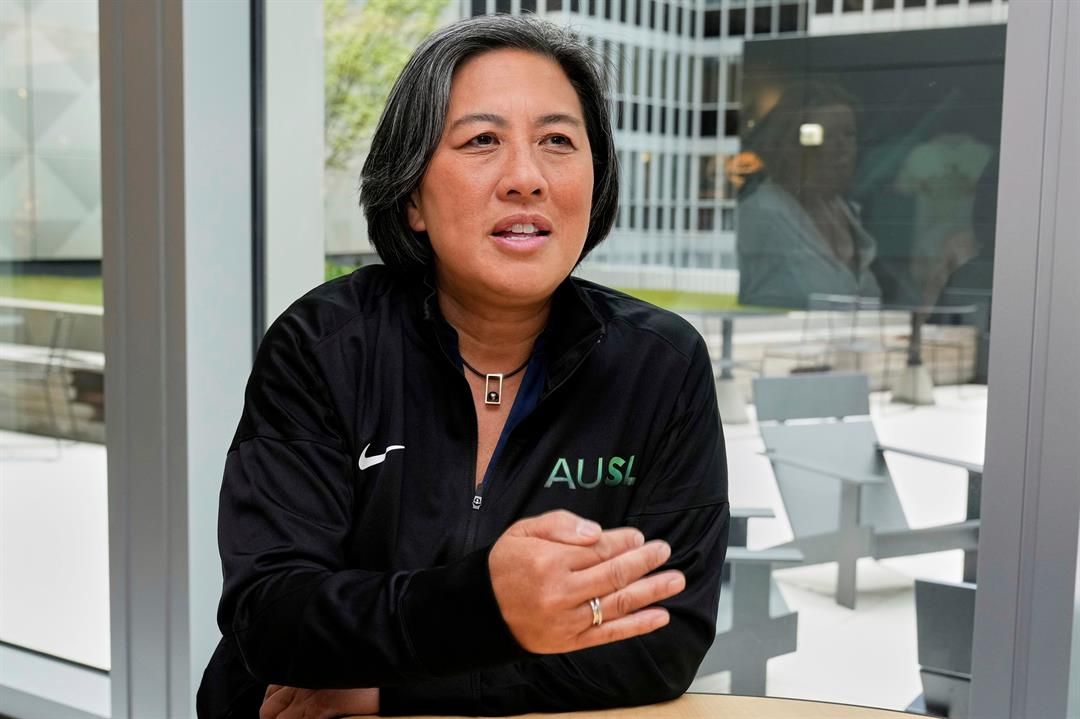 Athletes Unlimited Softball League Commissioner Kim Ng, a former Major League Baseball executive, is interviewed at Major League Baseball's headquarters in New York, Thursday, May 29, 2025.