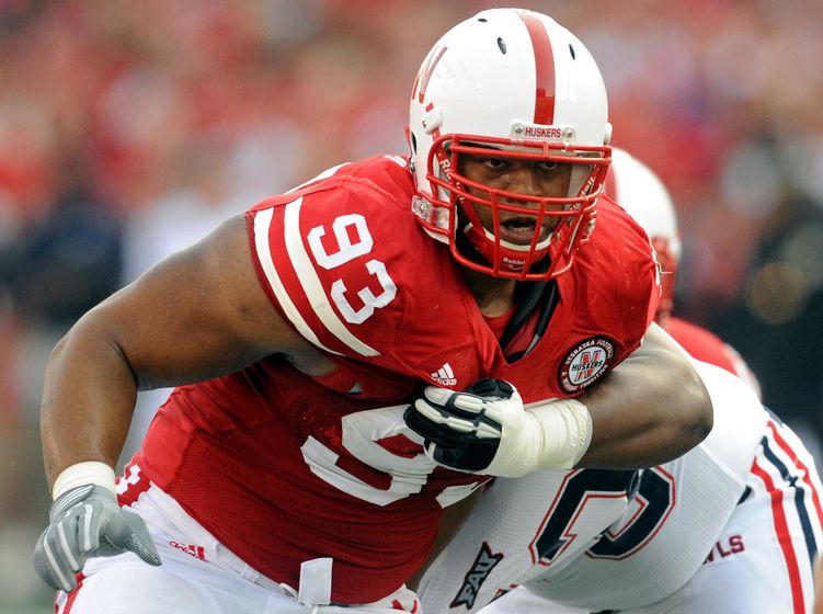In this Sept. 5, 2009, file photo, Nebraska's Ndamukong Suh (93) rushes against a Florida Atlantic player during an NCAA football game in Lincoln, Neb.
