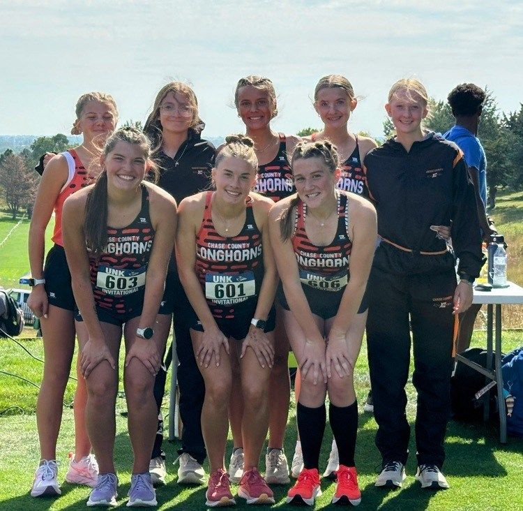 The Chase County girls cross country team earned a runner-up finish in the Class C race at the UNK Invite on Monday, Sept. 29, 2025. The Longhorns were led by Addison in 9th, Alayna in 15th, and Tessa just outside the medals in 21st.