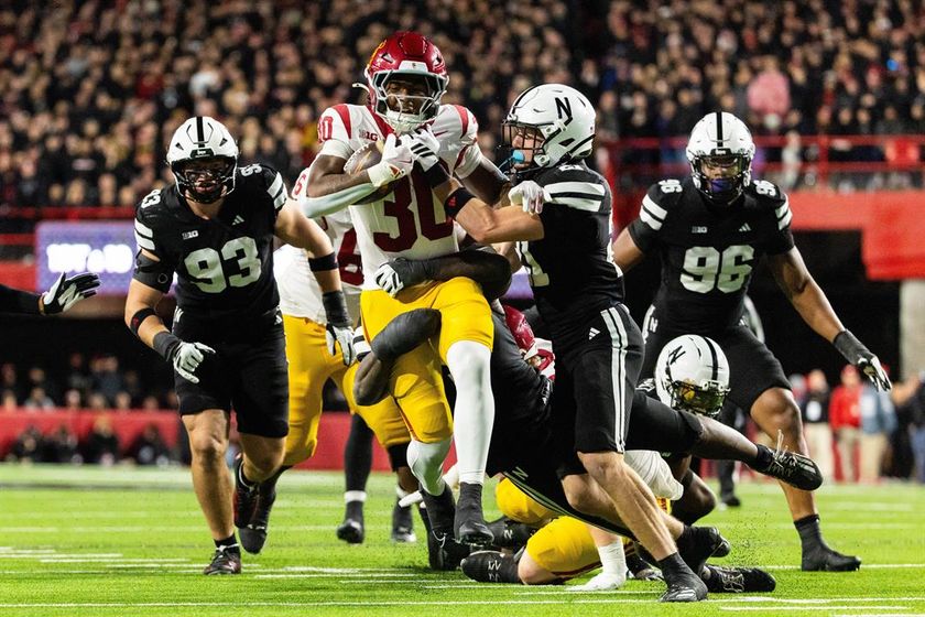 Southern California running back King Miller (30) carries the ball against Nebraska defensive back Rex Guthrie (21) during the second half of an NCAA college football game, Saturday, Nov. 1, 2025, in Lincoln, Neb.