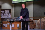 Dave Collins presents about his broadcasting career at recent Chadron State College lecture