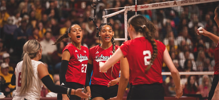 No. 1 Nebraska sweeps No. 22 Minnesota for historic road win