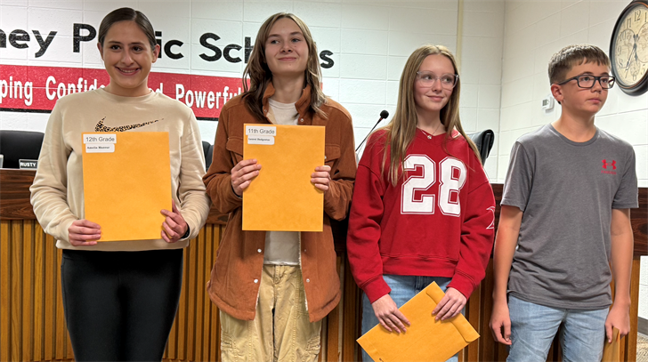 Pictured from left: Amelia Mazour, Laurel Dadgostar, Kinleigh Christensen and Trenton Schneider; not pictured: Gage Gray and Elinor Kokjer.