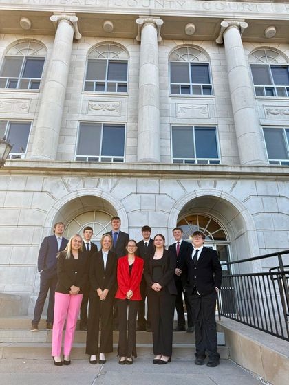 Ten Kimball students formed a team to compete in the Nebraska Mock Trial Competition.