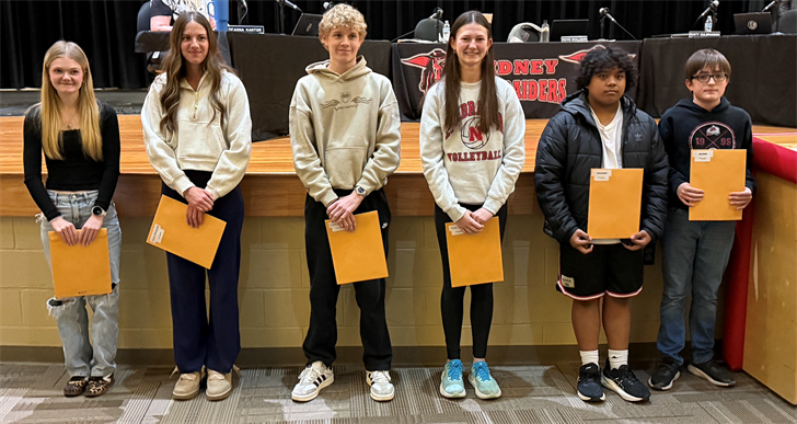 From left: Olivia Ford, Ryland Misegadis, Liam Dornbier, Katy Larson, Javen Escobar and Ryan Davis.